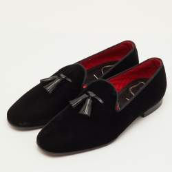 Pre Owned Tom Ford Size 42 Black Velvet Tassel Smoking Slippers