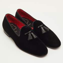 Pre Owned Tom Ford Size 42 Black Velvet Tassel Smoking Slippers