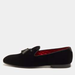 Pre Owned Tom Ford Size 42 Black Velvet Tassel Smoking Slippers
