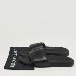 Pre Owned صندل توماس فورد هاريسون مسطح جلد أسود بشعار مثقوب مقاس 43