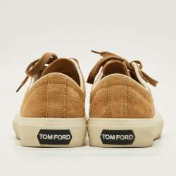 Pre Owned Tom Ford Cambridge Size 42.5 Tan/White Leather and Suede Lace Up Sneakers