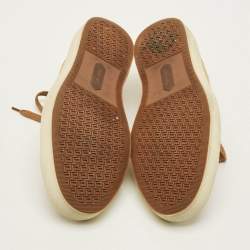 Pre Owned Tom Ford Cambridge Size 42.5 Tan/White Leather and Suede Lace Up Sneakers