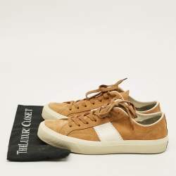 Pre Owned Tom Ford Cambridge Size 42.5 Tan/White Leather and Suede Lace Up Sneakers