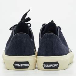 Pre Owned Tom Ford Cambridge Size 43.5 Navy Blue Leather and Suede Lace Up Sneakers