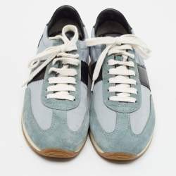 Pre Owned Tom Ford Orford Size 40 Tricolor Fabric and Suede Lace Up Sneakers