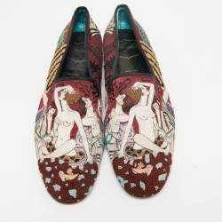 Pre Owned Tom Ford Size 44 Multicolor Brocade Fabric Smoking Slippers