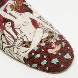 Pre Owned Tom Ford Size 44 Multicolor Brocade Fabric Smoking Slippers