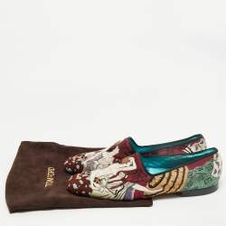 Pre Owned Tom Ford Size 44 Multicolor Brocade Fabric Smoking Slippers