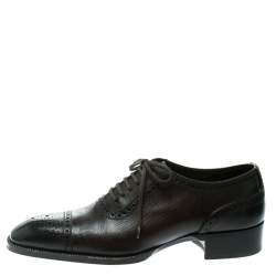 Tom Ford Brown Leather Gianni Brogue Austin Cap Toe Oxfords Size 41.5