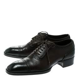 Tom Ford Brown Leather Gianni Brogue Austin Cap Toe Oxfords Size 41.5