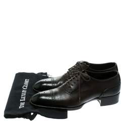 Tom Ford Brown Leather Gianni Brogue Austin Cap Toe Oxfords Size 41.5