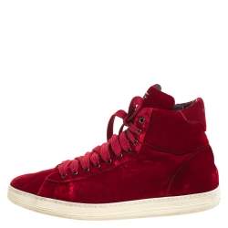 Tom Ford Red Velvet Russell High Top Sneakers Size 46