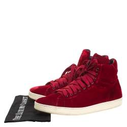 Tom Ford Red Velvet Russell High Top Sneakers Size 46