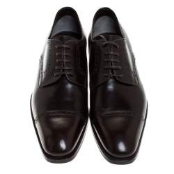 Tom Ford Dark Brown Brogue Leather Edgar Oxford Size 44.5