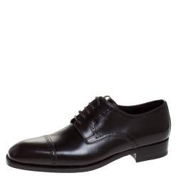 Tom Ford Dark Brown Brogue Leather Edgar Oxford Size 44.5