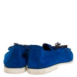 Tom Ford Blue Suede Tassel Detail Loafers Size 43