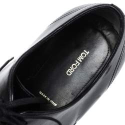 Pre Owned Tom Ford Black Leather Gianni Cap Toe Oxfords Size 41