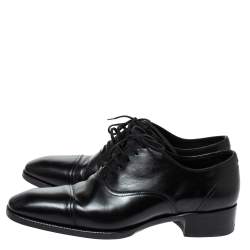 Pre Owned Tom Ford Black Leather Gianni Cap Toe Oxfords Size 41