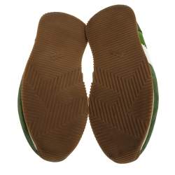 Tom Ford Green/White Canvas And Suede Orford Sneakers Size 45