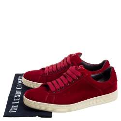 Tom Ford Red Velvet Russell Low Top Sneakers Size 42