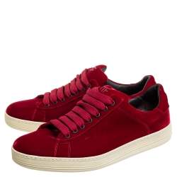 Tom Ford Red Velvet Russell Low Top Sneakers Size 42