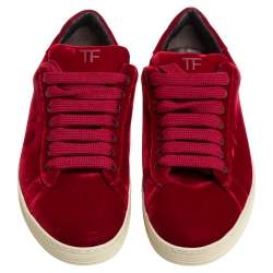 Tom Ford Red Velvet Russell Low Top Sneakers Size 42