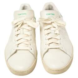 Tom Ford White Leather Warwick Low Top Sneakers Size 41.5