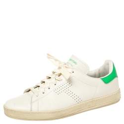 Tom Ford White Leather Warwick Low Top Sneakers Size 41.5