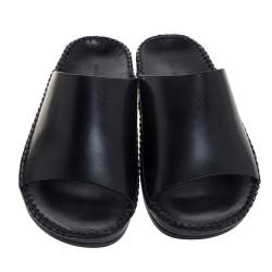 Tom Ford Black Leather Flat Slides Size 40