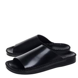 Tom Ford Black Leather Flat Slides Size 40