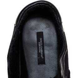 Dolce & Gabbana Blue/White Owl Print Canvas Slip On Sneakers Size 44