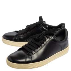 Tom Ford  Black Leather Low Top Sneakers Size 41.5