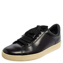 Tom Ford  Black Leather Low Top Sneakers Size 41.5