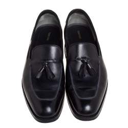  Tom Ford Black Patent Leather Tassel Detail Loafers Size 40