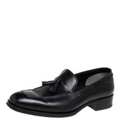  Tom Ford Black Patent Leather Tassel Detail Loafers Size 40