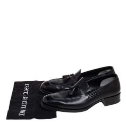  Tom Ford Black Patent Leather Tassel Detail Loafers Size 40