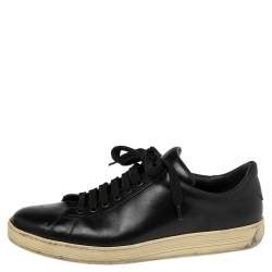 Tom Ford Black Leather Warwick Low Top Sneakers Size 44