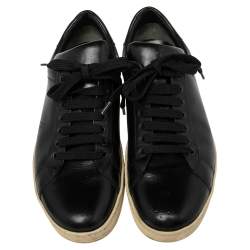 Tom Ford Black Leather Warwick Low Top Sneakers Size 44