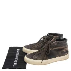 Tom Ford Green/Brown Suede And Leather Cambridge High Top Sneakers Size 46
