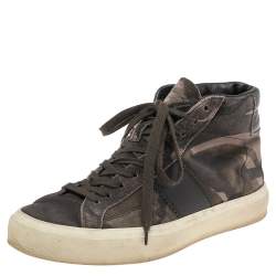Tom Ford Green/Brown Suede And Leather Cambridge High Top Sneakers Size 46