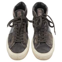 Tom Ford Green/Brown Suede And Leather Cambridge High Top Sneakers Size 46