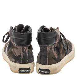 Tom Ford Green/Brown Suede And Leather Cambridge High Top Sneakers Size 46