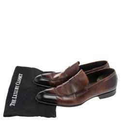 Tom Ford Brown Leather Penny Slip On Loafers Size 42