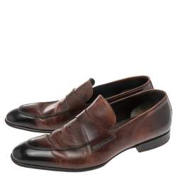Tom Ford Brown Leather Penny Slip On Loafers Size 42