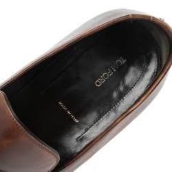 Tom Ford Brown Leather Penny Slip On Loafers Size 42