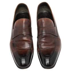 Tom Ford Brown Leather Penny Slip On Loafers Size 42