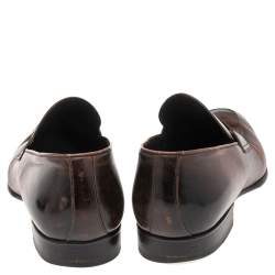 Tom Ford Brown Leather Penny Slip On Loafers Size 42