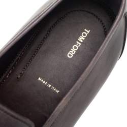Tom Ford Black/Grey Ombre Leather Penny Slip On Loafers Size 42