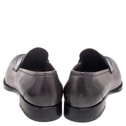 Tom Ford Black/Grey Ombre Leather Penny Slip On Loafers Size 42