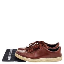 Pre Owned Tom Ford Brown Leather Low Top Sneakers Size 46